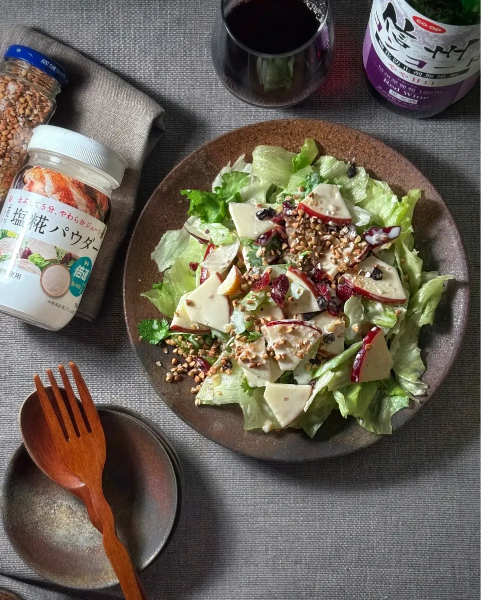 秋映とそばの実のサラダ|まる(丸大豆)さん