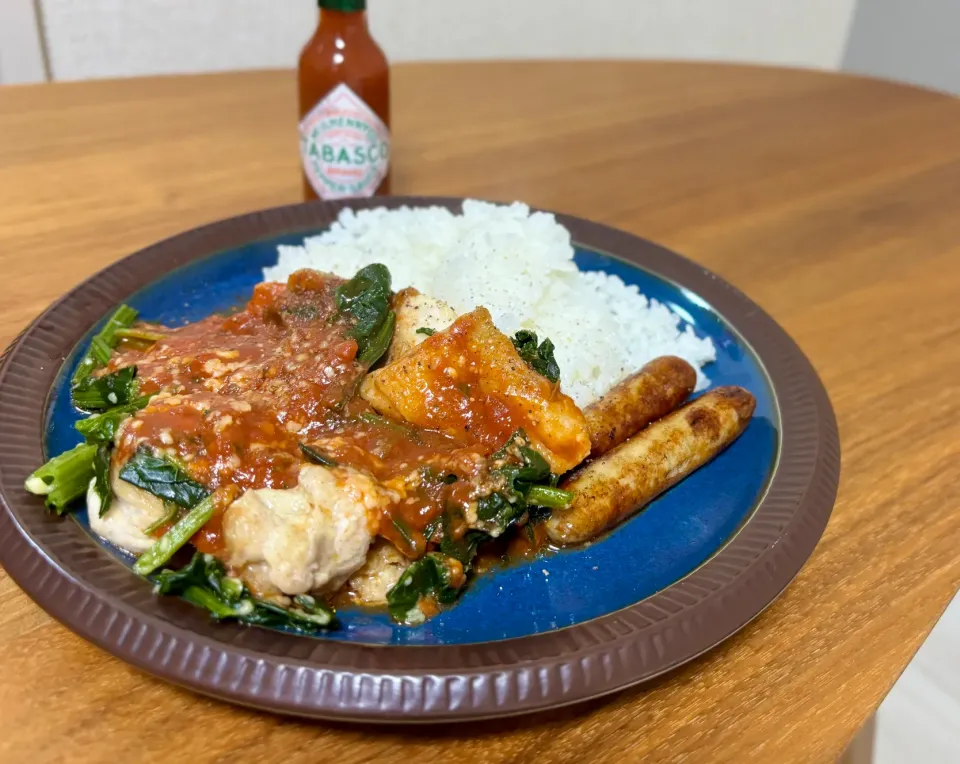 トマトのグリルチキンのワンプレートごはん|ふくすけ食堂さん