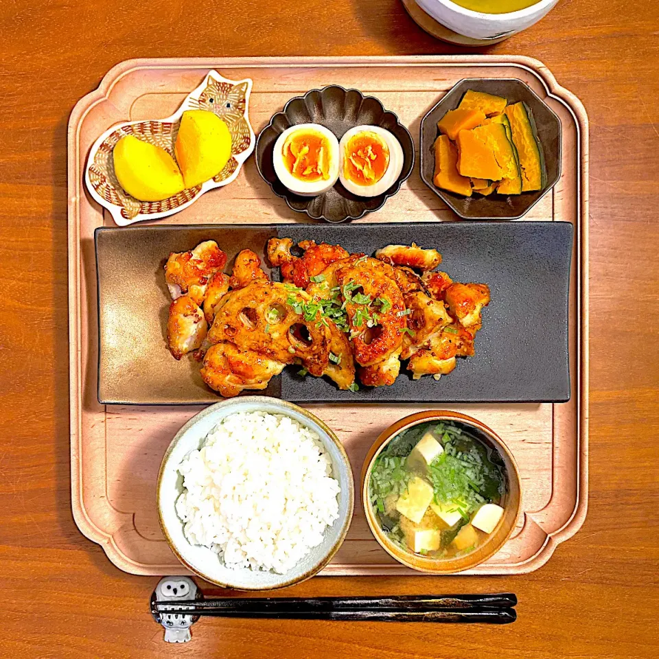 鶏マヨ蓮根のおぼんごはん|すずさん