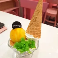 Mango ice cream with sticky rice🍦|patlovestocookさん