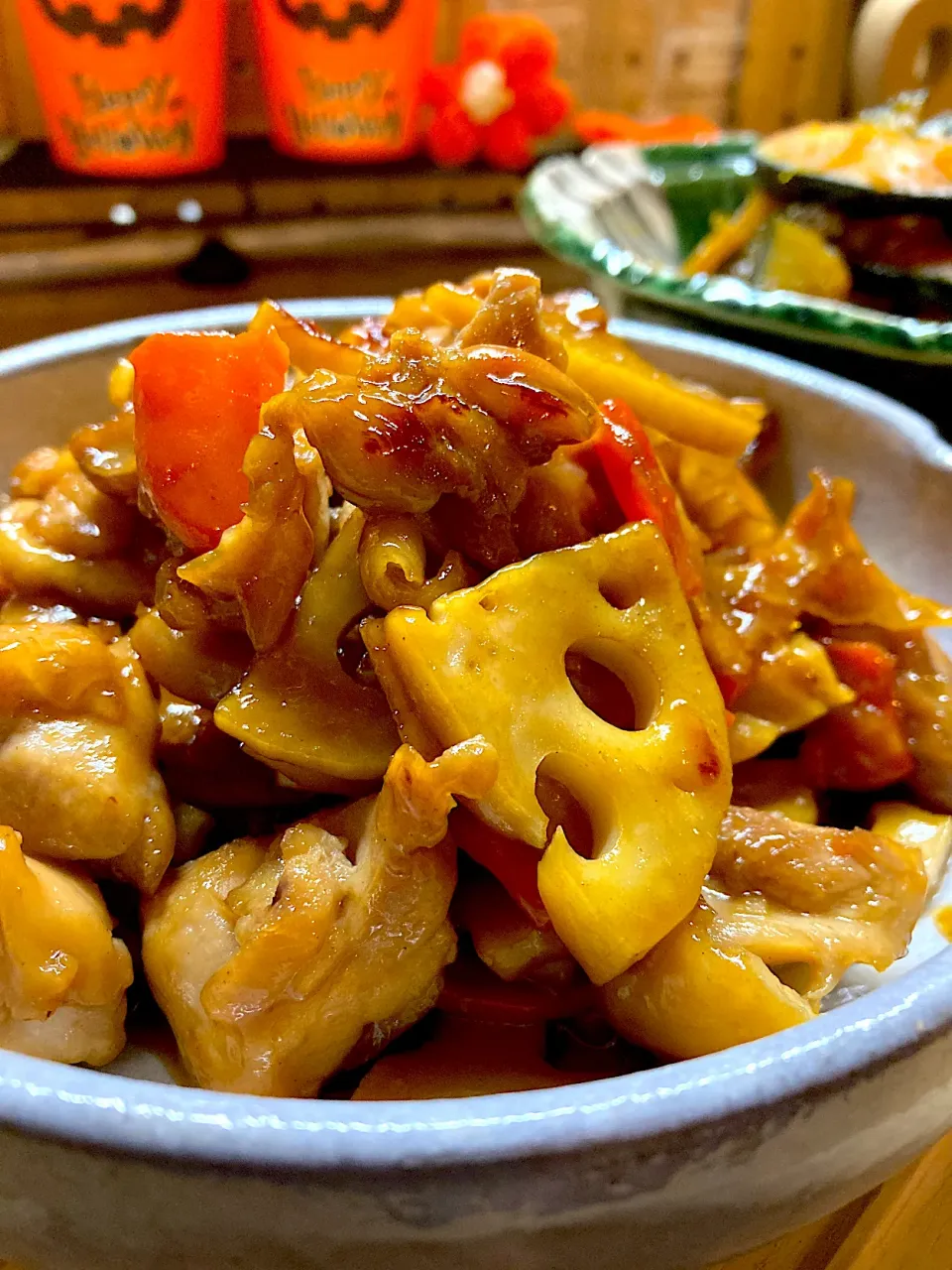 鶏肉とレンコンの甘辛煮|真珠きょうだいママさん