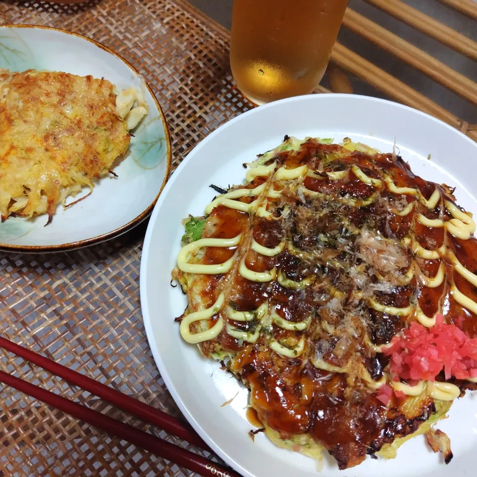 パパ作、お好み焼き〜🤗これ定期的に食べたくなる〜私のリクエストです✨|rikako♪。.:＊さん