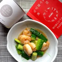 キュウリと海老の塩ダレ炒め