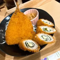 チキンチーズ大葉巻き&アジフライ定食|r1990297さん