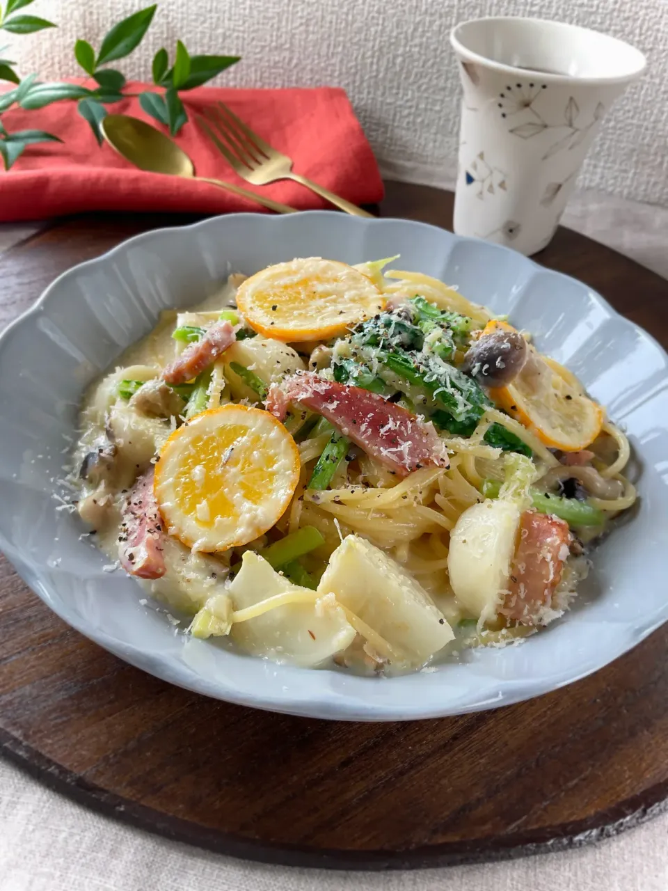 豆乳deカブ&ベーコンnoレモンクリームパスタ|スイーツポテトさん