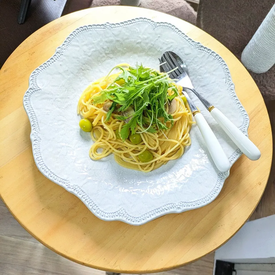 翡翠銀杏とマッシュルームの秋味ペペロンチーノ|mi_neneco♪さん