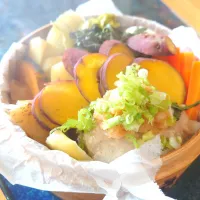 ハンバーグとお野菜たちの蒸籠蒸し|かおぴさん