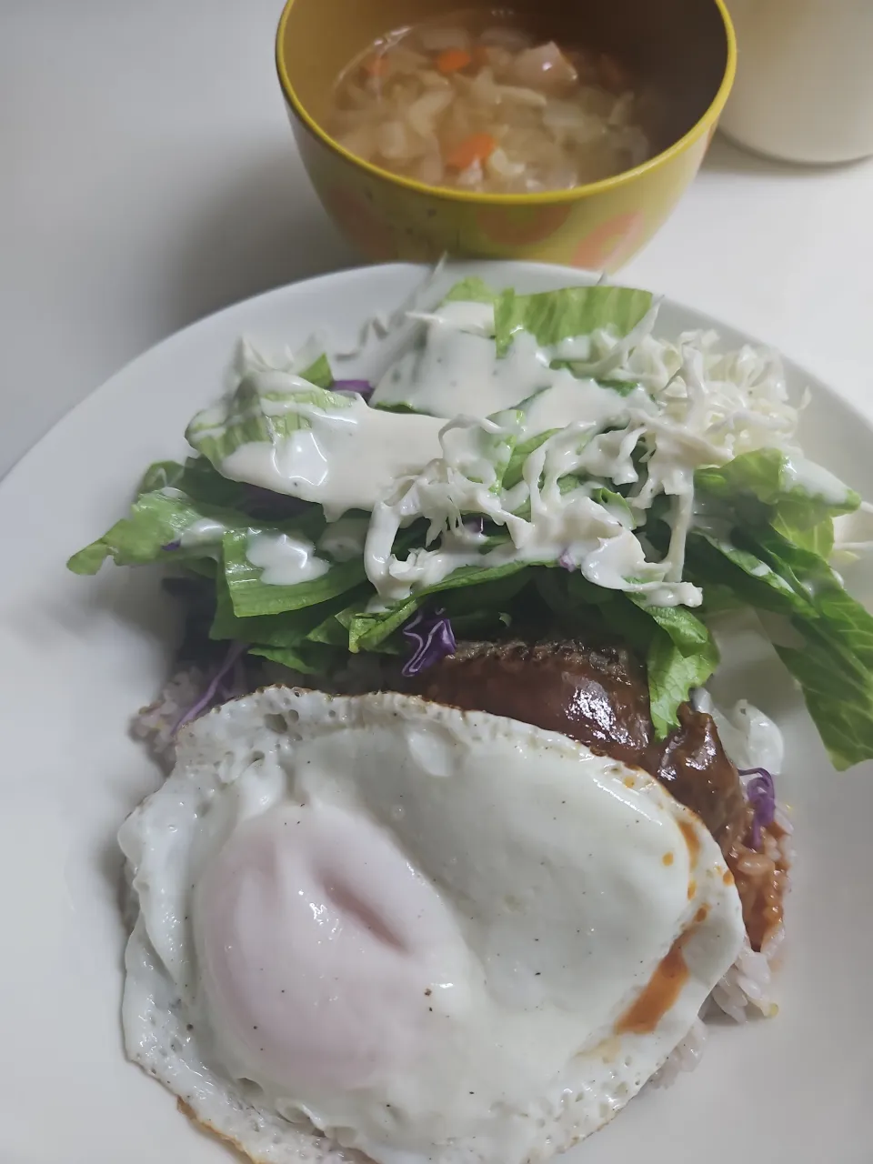 ☆夕飯☆ロコモコ、野菜スープ|ｼｮｺﾗさん