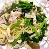 小松菜としめじのパスタ|ゆうさん