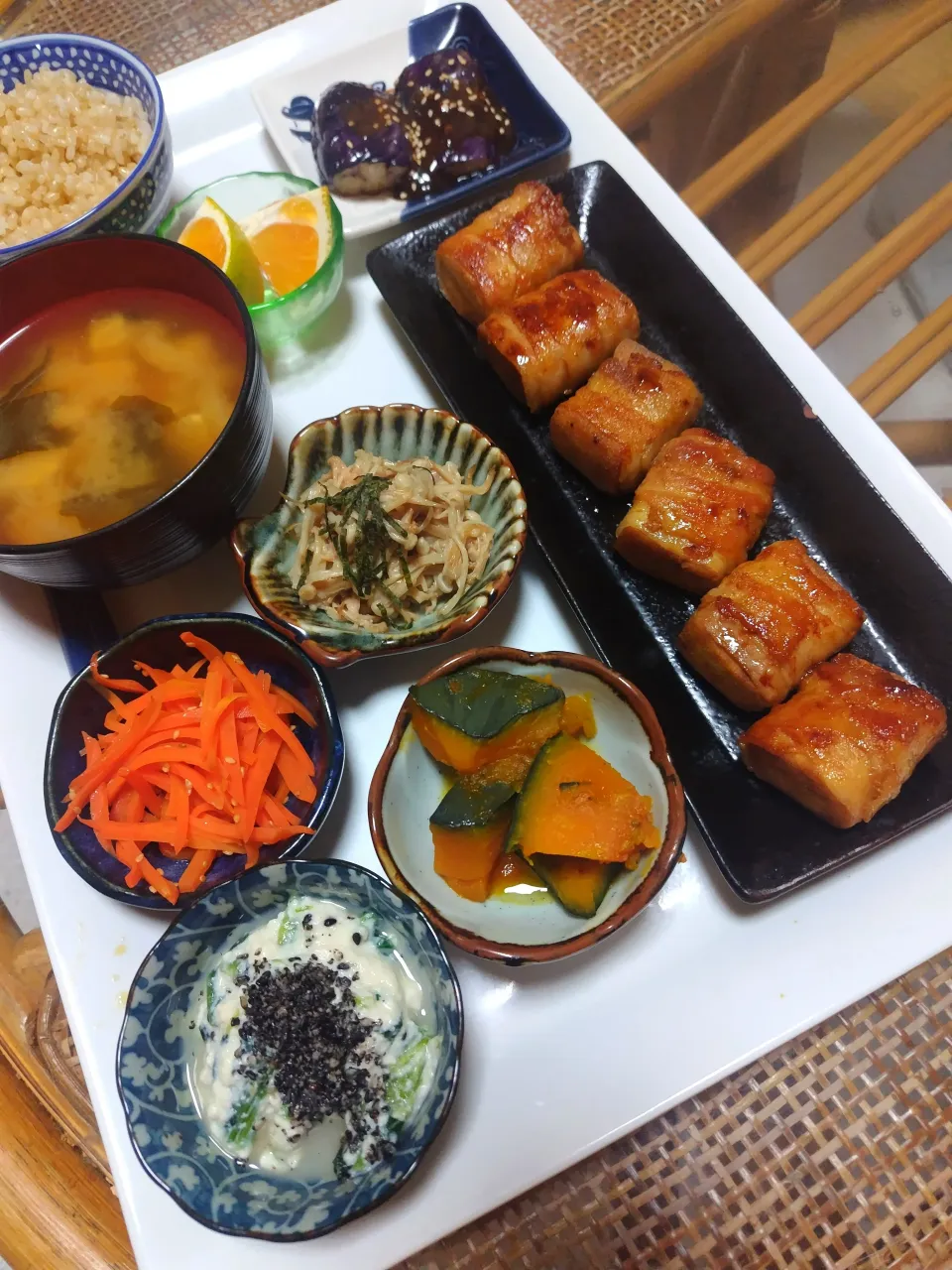 高野豆腐の肉巻き定食です✨|rikako♪。.:＊さん