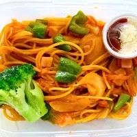 ナポリタン弁当w チンして美味しくオリーブオイル多め|いーのさん