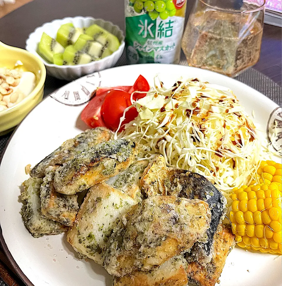 10/23晩酌：鯖と長芋の磯辺揚げ|ななみんさん