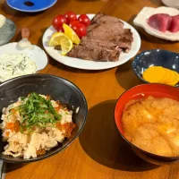 はらこ飯風炊き込みご飯、ディルサワークリーム添え|takosさん