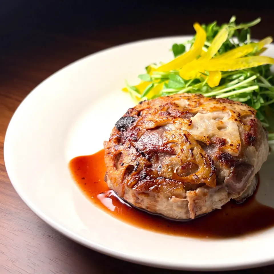 💫レシピ💫砂肝蓮根バーグ 赤のレモンソース|biskesさん