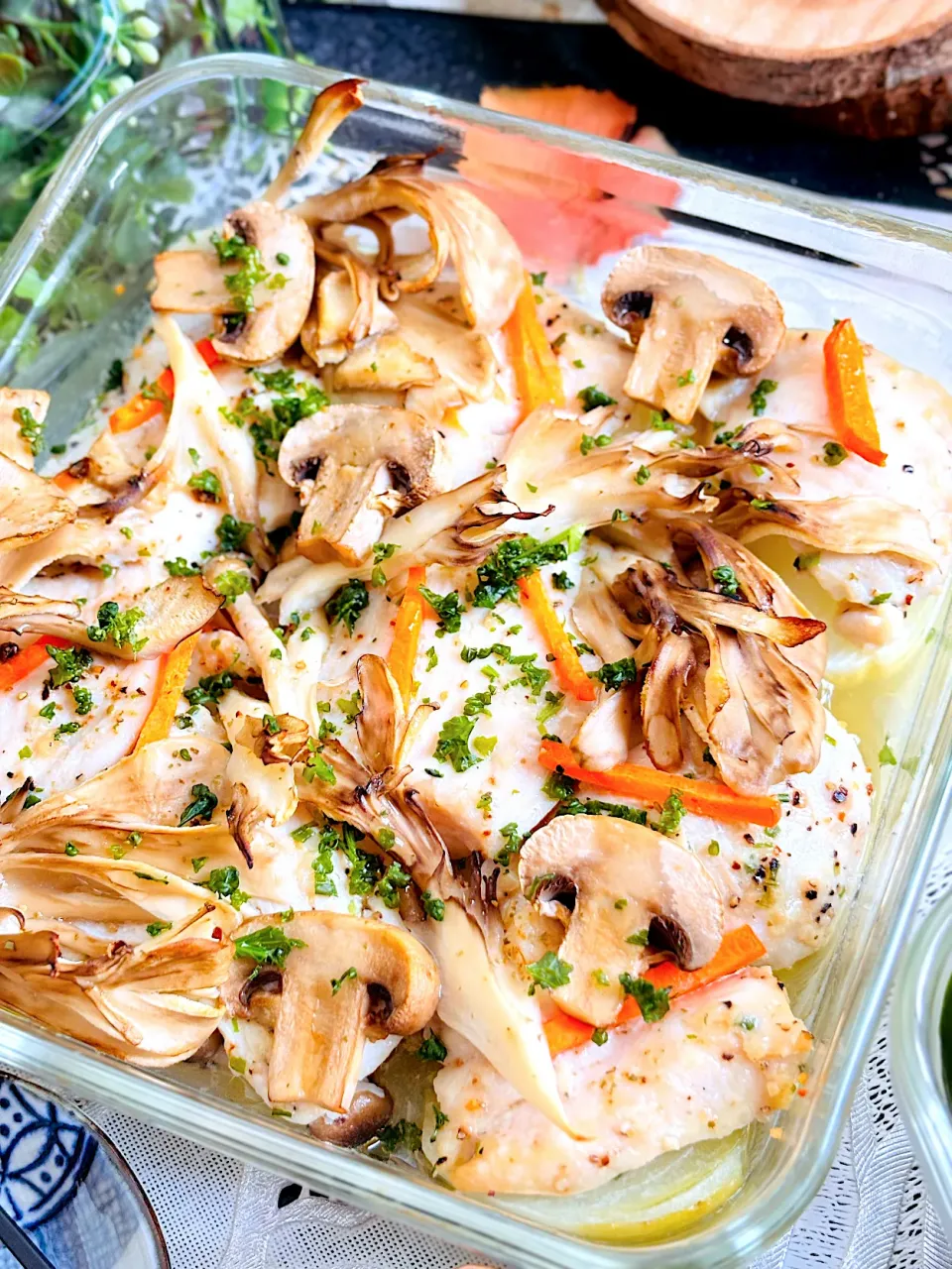 鶏むね肉ときのこのにんにく生姜グリル焼き|zuiさん