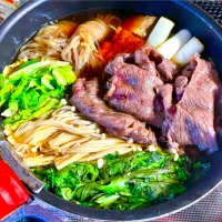 実家で父にすき焼きを