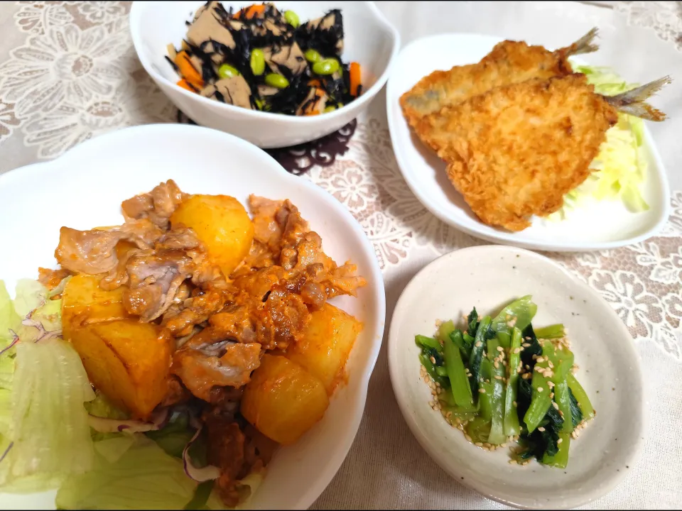 スイーツポテトさんの料理 豚肉＆ジャガイモnoヤミー☆オーロラソース和えの夜ご飯メニュー|m.rafuさん