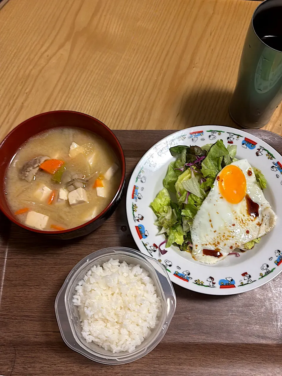 なんか色々残り物朝ごはん|狛犬さん