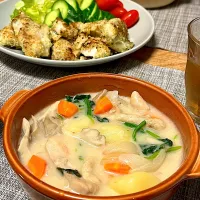 クリームシチューとタラのパン粉焼き| Sakikoさん