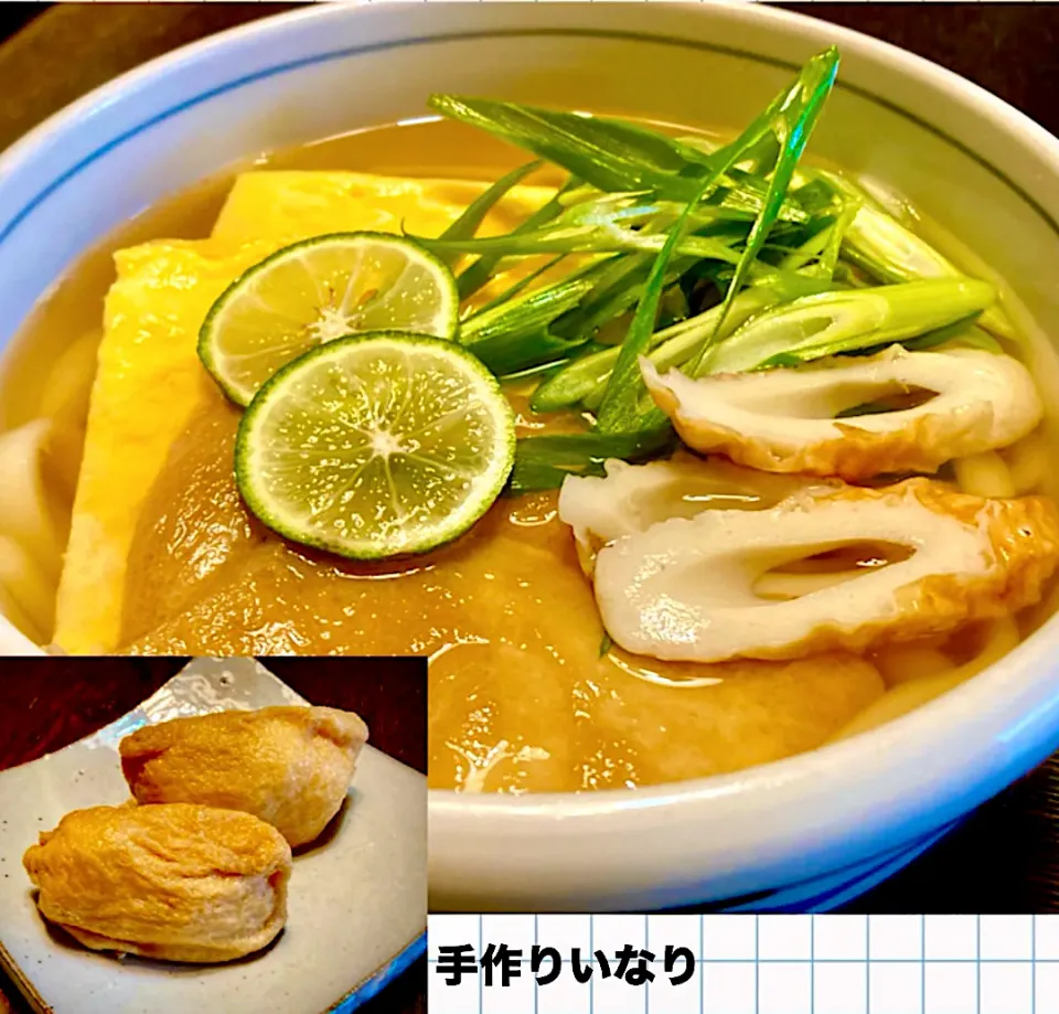 今日の麺好きランチは                                               「かやくうどん・いなり寿司」|mottoさん