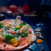 みったんさんの料理 まなまなさんのハロウィンピザ|meg*ˊᵕˋ*megさん