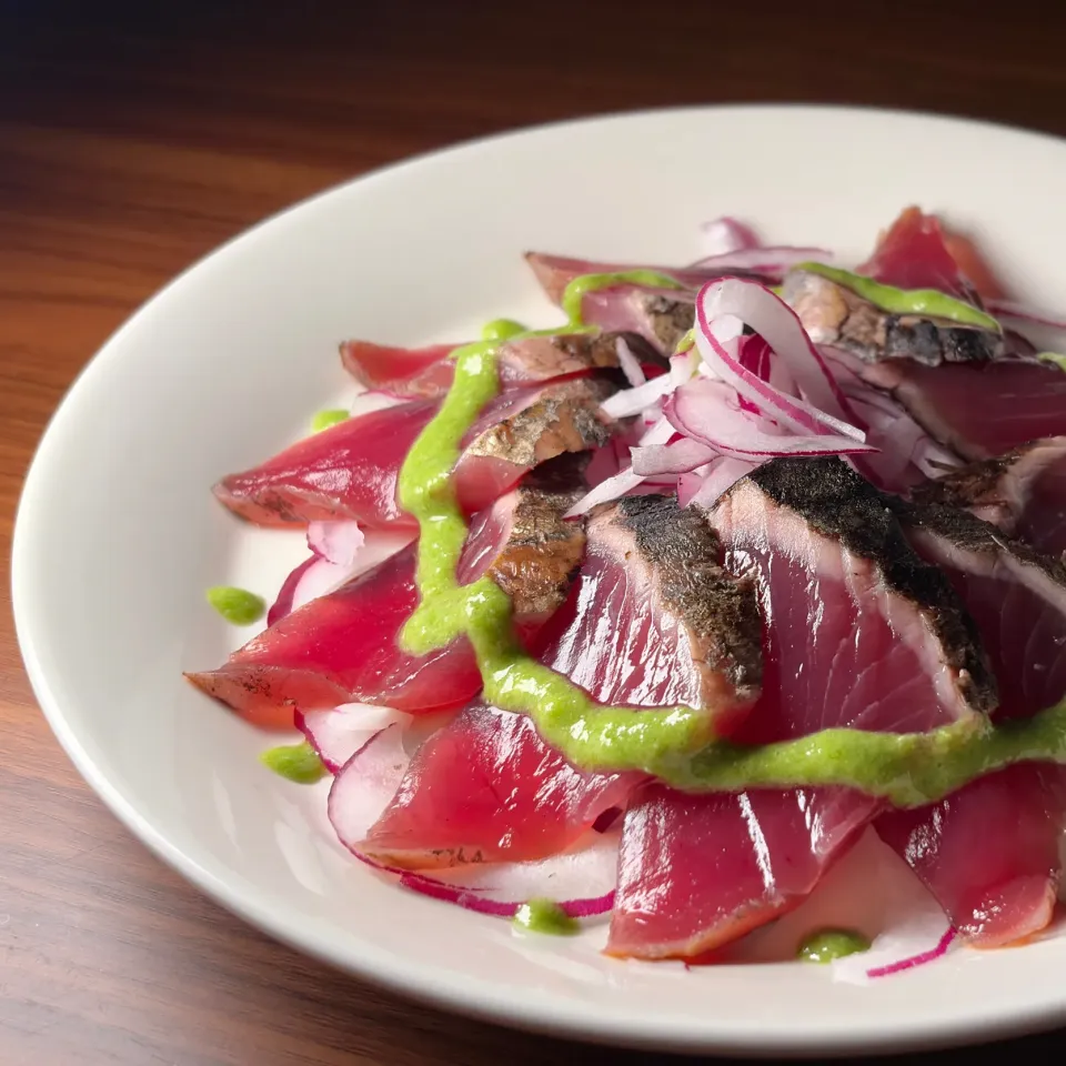 鰹のタタキ　葉にんにくぬたで|biskesさん