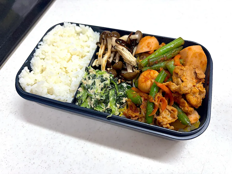 10/27 旦那弁当⁂ぎょにぶた韓国風炒め弁当|ゆさん