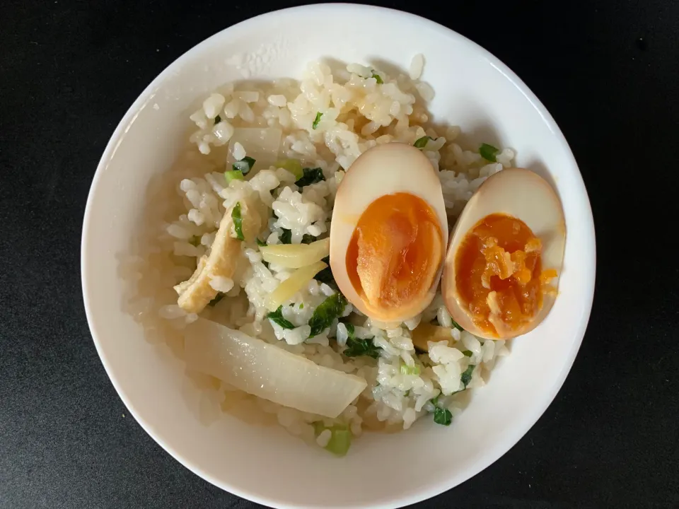 大根のかぶの葉の中華風おかゆ|そらまめさん