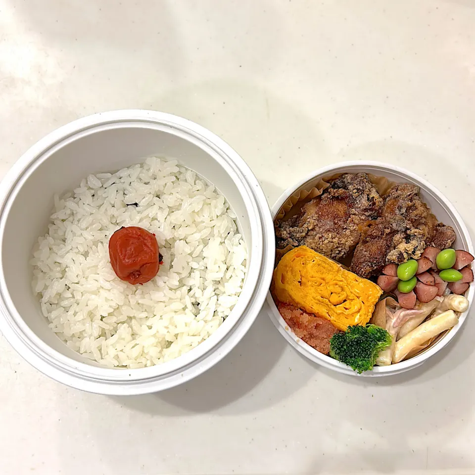 鶏の唐揚げ
マカロニサラダ
シャウエッセン
卵焼き
ブロッコリー
枝豆
のり弁(かつお梅・明太子)|ayumomさん