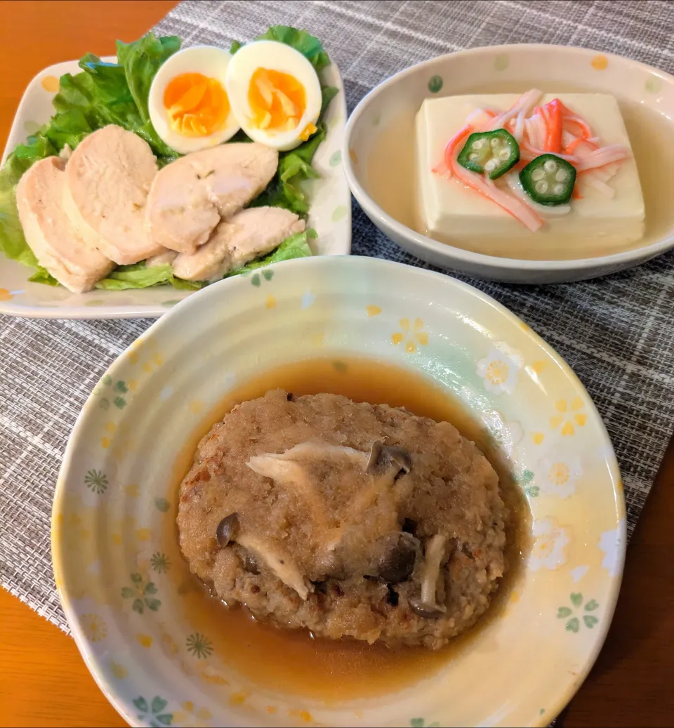 ☆ハンバーグみぞれ煮　☆あんかけ豆腐　☆サラダチキン|chikakoさん