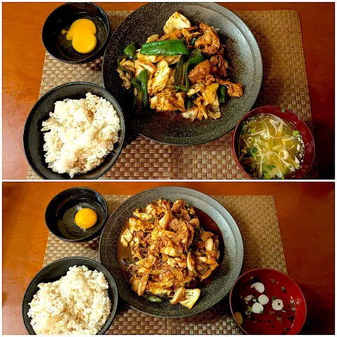 「回鍋肉の素」を使ってみたSnapdishの料理・レシピ写真:Today's dinner🍴Twice cooked pork w/egggg🔥回鍋肉 生卵