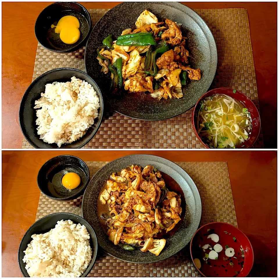 Today's dinner🍴Twice cooked pork w/egggg🔥回鍋肉 生卵|🌈Ami🍻さん