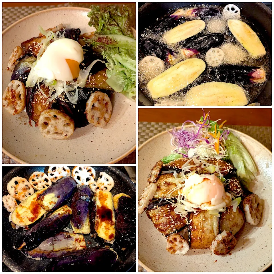 MMasahiro's Teriyaki bowl of egg&eggplant🍻もっちぃさんの茄子の照り玉どぉ〜ん縦切version|🌈Ami🍻さん