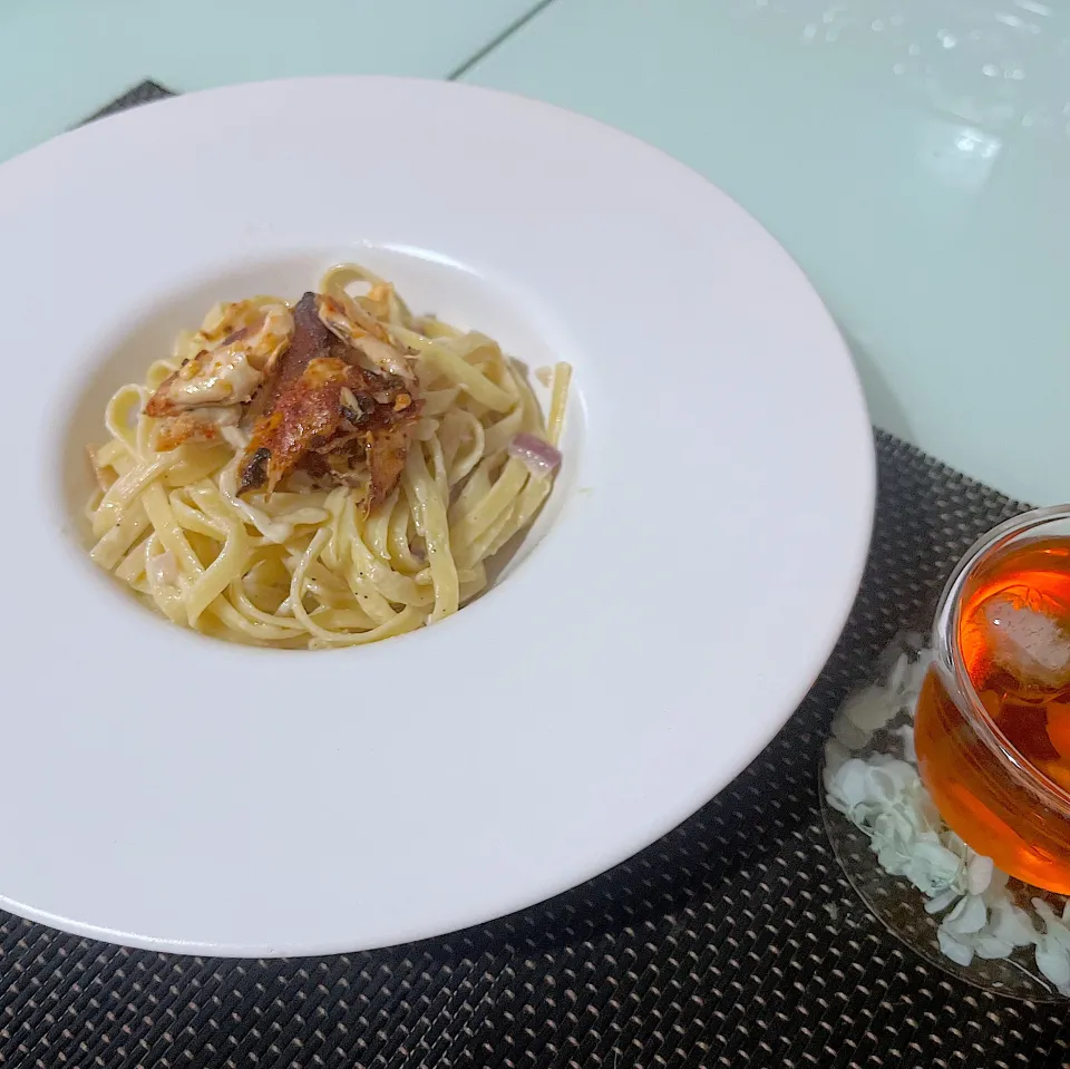 グリルチキンとクリームパスタ|きなこもちさん