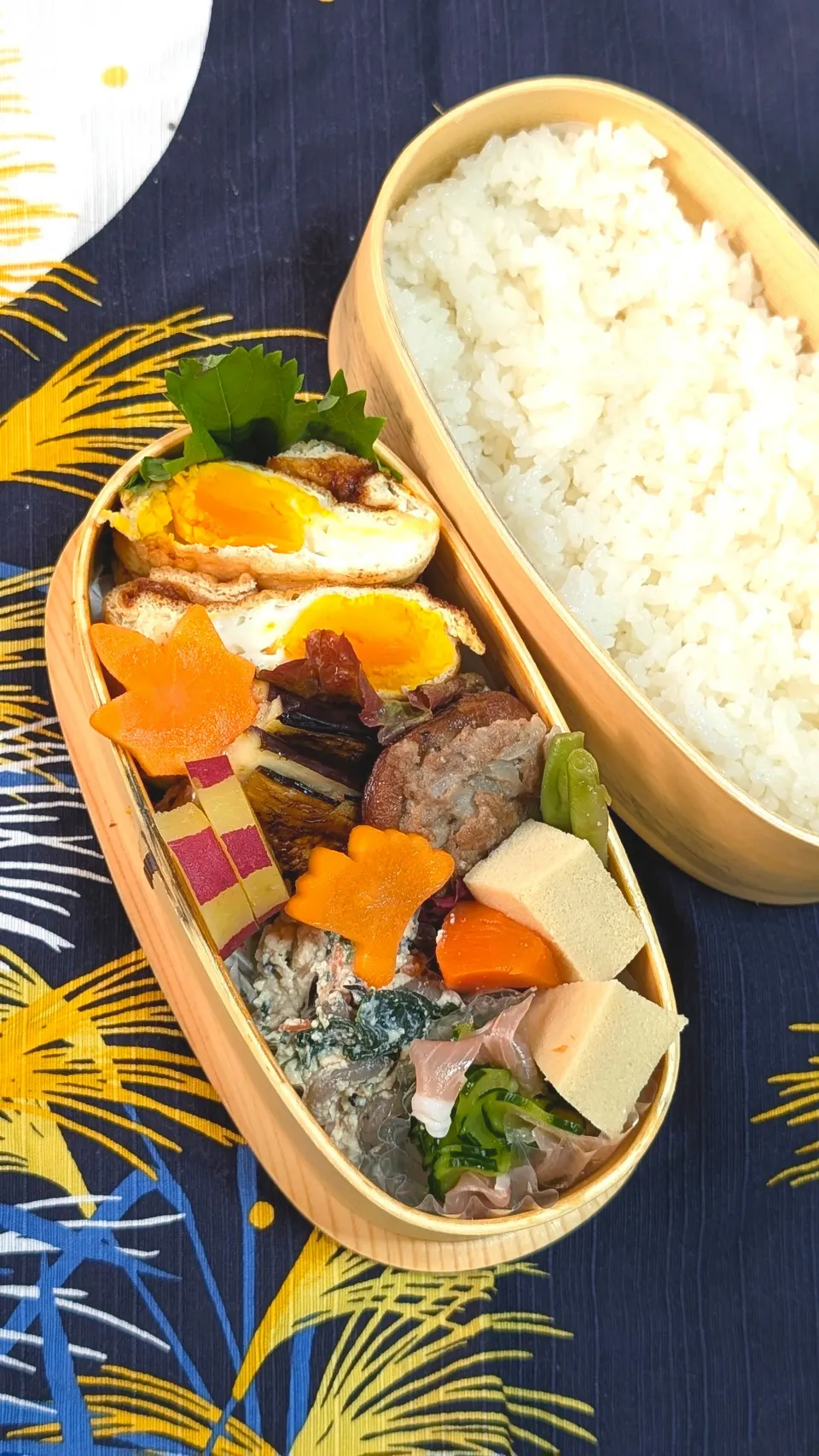 本日のお弁当〜茄子の挟み焼きと椎茸の詰め込み焼き弁当|f.1125beさん