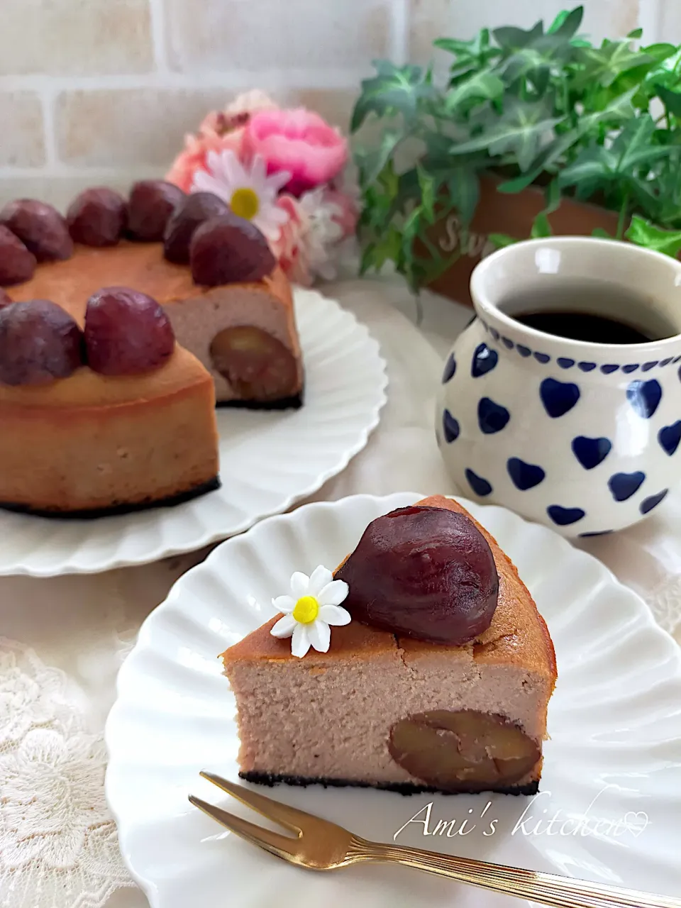栗尽くし🌰マロンチーズケーキ😋|あみさん