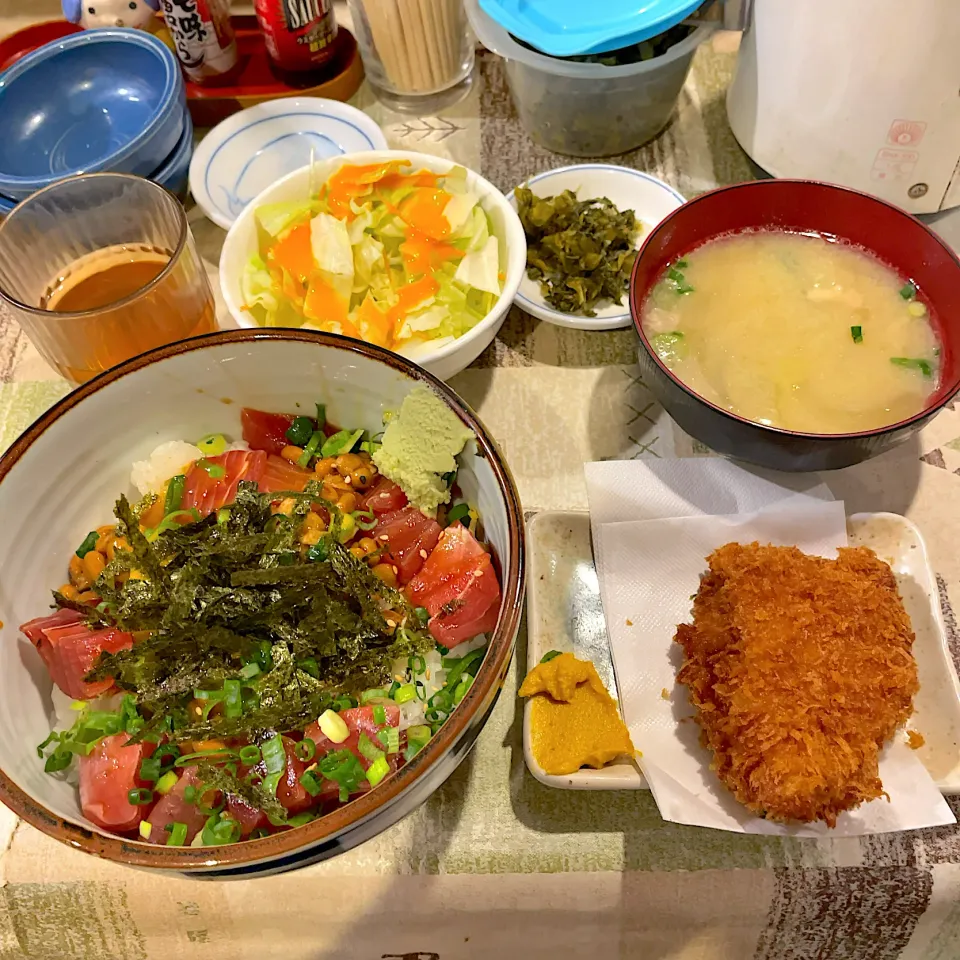 納豆鉄火丼 ヒレカツ1枚セット|T. Wonderさん