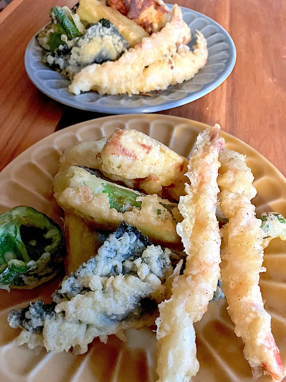 天ぷら（海老、ピーマン、茄子、ちくわのポテサラ入り、オクラ、明太海苔）|ピンキーさん