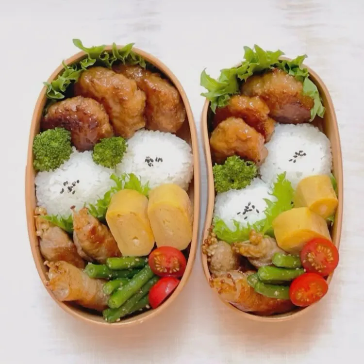 甘辛生姜つくね
えのきの豚肉巻きの塩胡椒ポン酢の
お弁当♡ ﾟ+｡:.ﾟ|ohanaさん