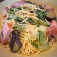 白菜とベーコンと茄子のコンソメスープスパゲティ|masaさん