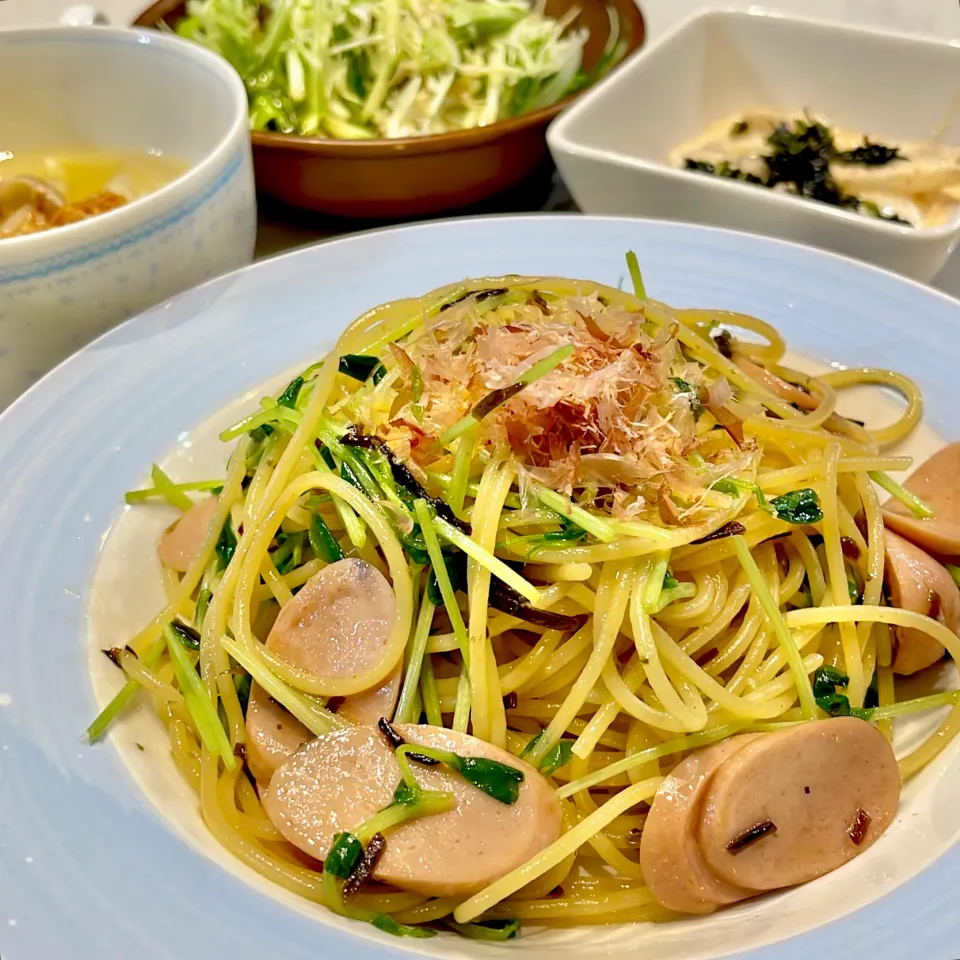 ギョニソーと豆苗の和風パスタ|ぎんさん