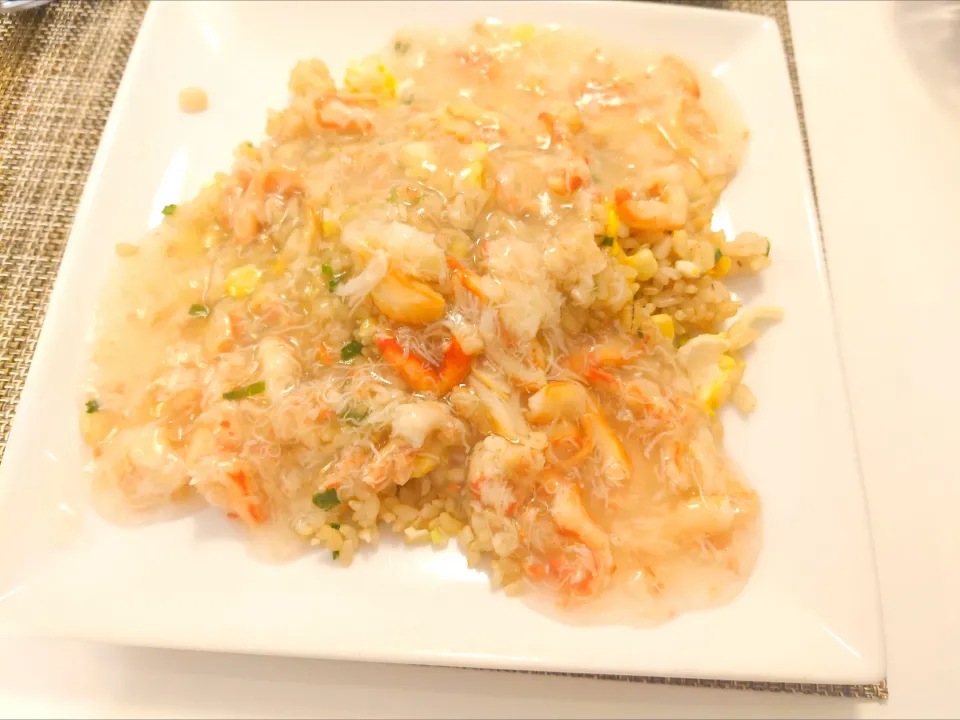 今日の夕食　蟹缶のあんかけチャーハン|pinknari🐰🌈さん