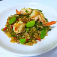 ผัดวุ้นเส้นชะอมกุ้งสดหมูสับสะตอ|โก๋หนุ่ม นะโม ลูกเต๋าさん