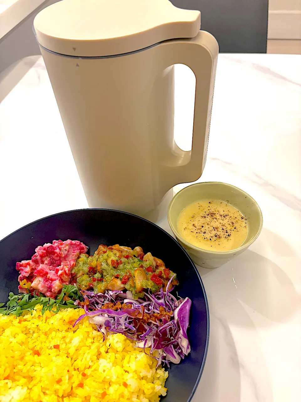 レコルトで作ったサツマイモとキノコのスープ|マツさん