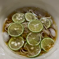 冷たい酢橘蕎麦|おかこさん