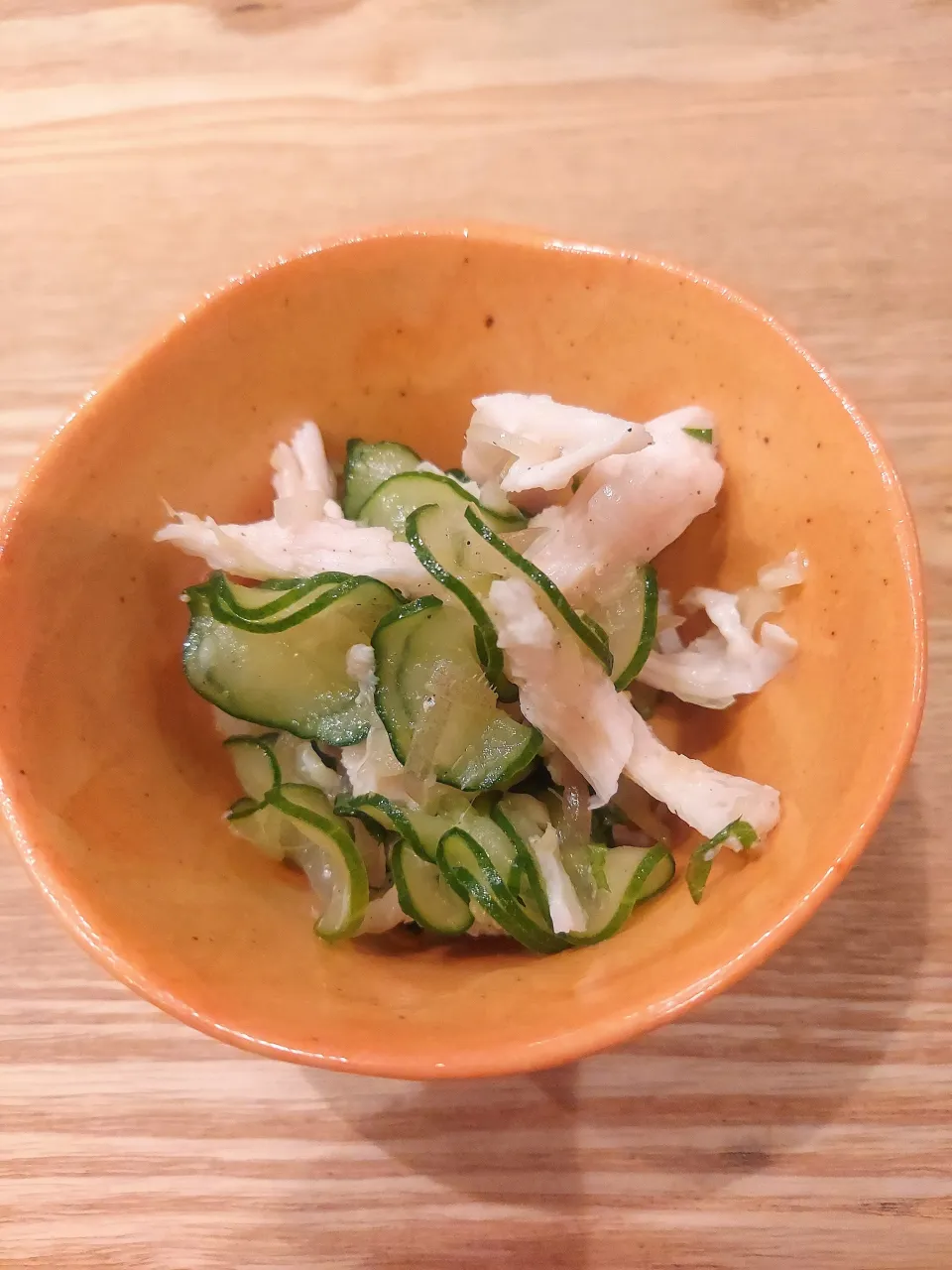 今日のおつまみ！自家製鶏ハム、キュウリ、茗荷、大葉の和え物|ぷゆこさん