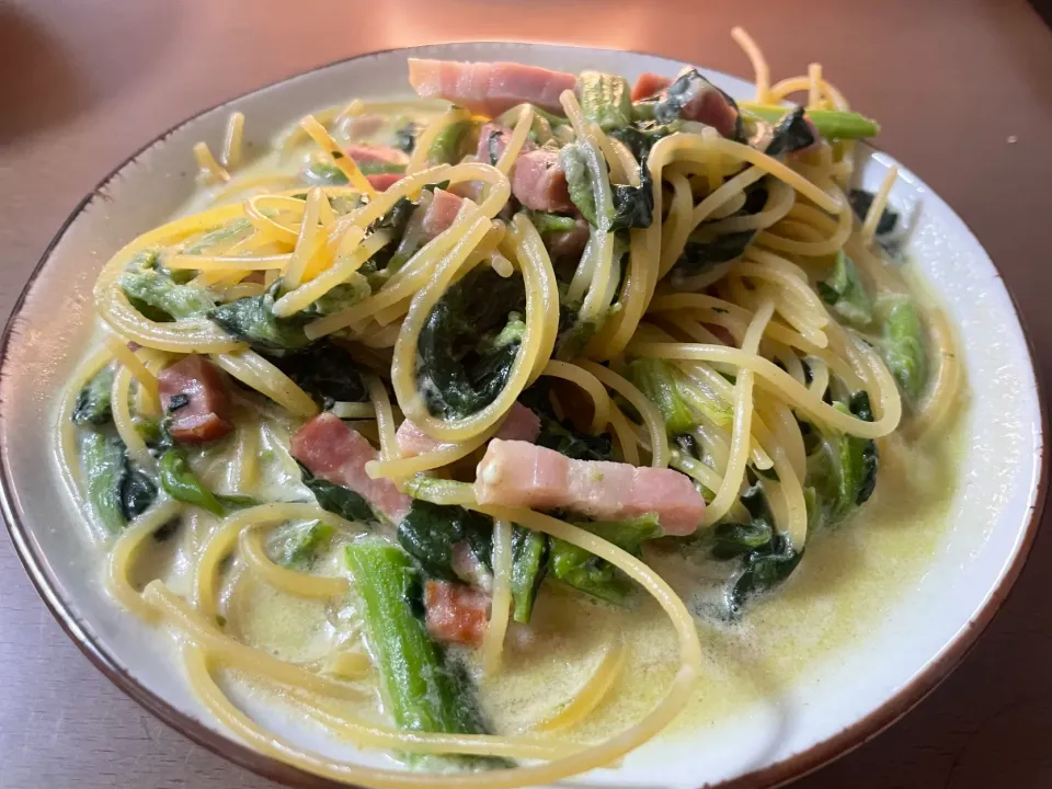 牛乳とほうれん草パスタ|くうちゃんさん