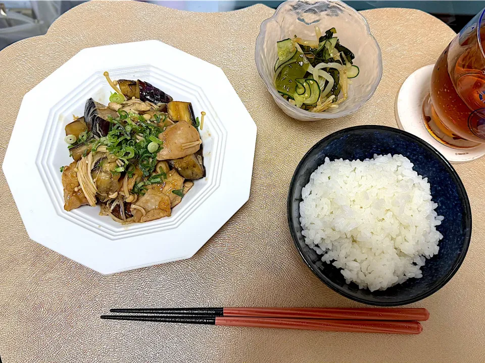 ナスと鶏肉の炒め物🍆🍗|S h i z🦋さん