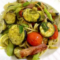 秋茄子でマ・マーのバジルソーススパゲッティ🍝|keitanさん