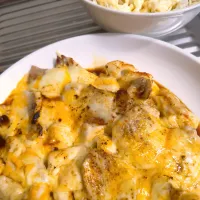 豚ヒレと竹輪のミックスチーズ焼きのジンギスカンのタレかけとキャベツ千切りやで♪|時雨さん